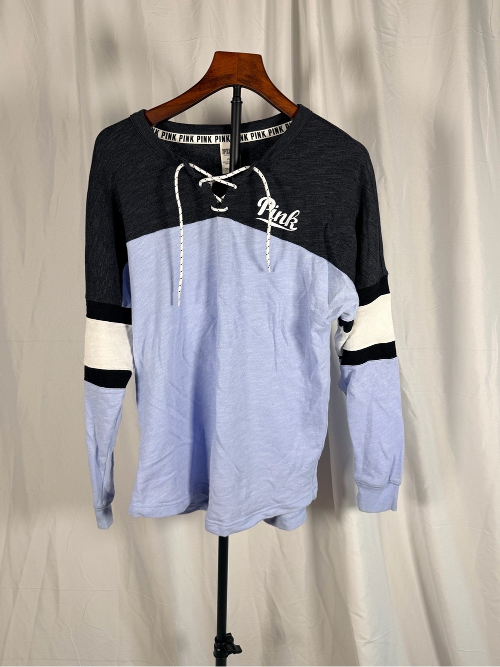 Victoria's Secret PINK Black & White Lace-Up Pullover